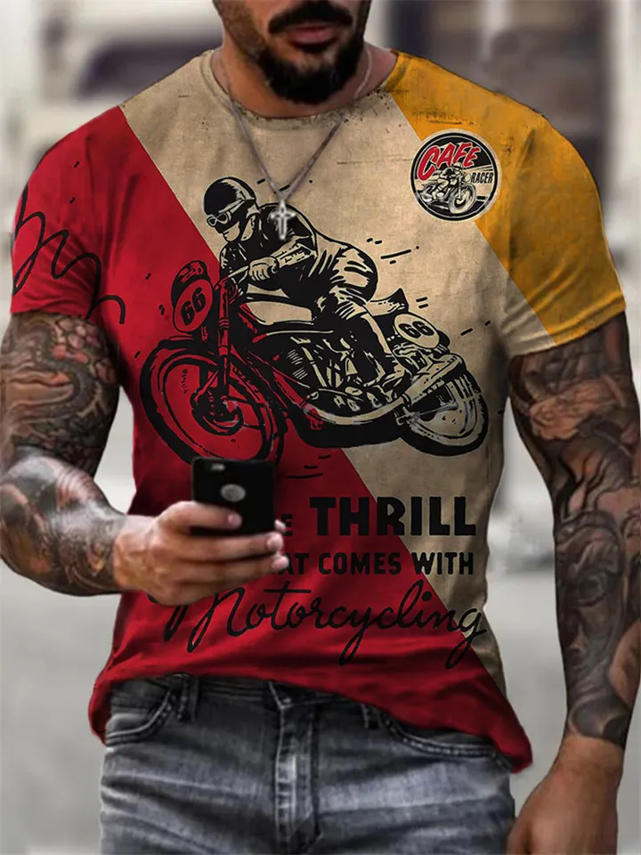 Men's Hotrod Classic Car Raglan Short Sleeve Henley T-Shirt