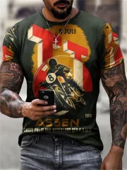 Men's Hotrod Classic Car Raglan Short Sleeve Henley T-Shirt