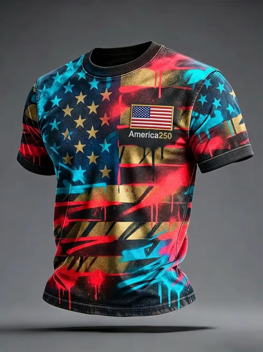 Men's Multi-Combination American Flag Eagle Patriotic Short Tops