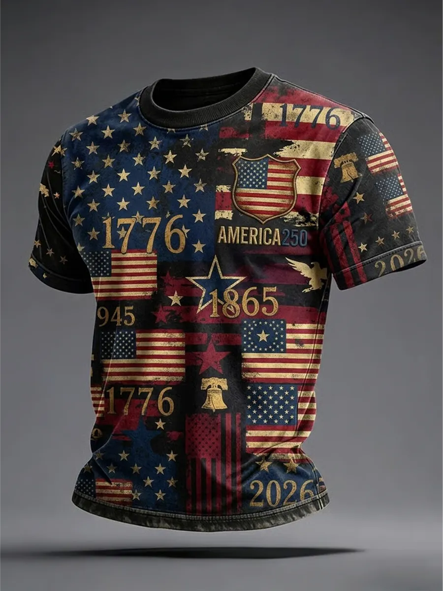 Men's Multi-Combination American Flag Eagle Patriotic Short Tops