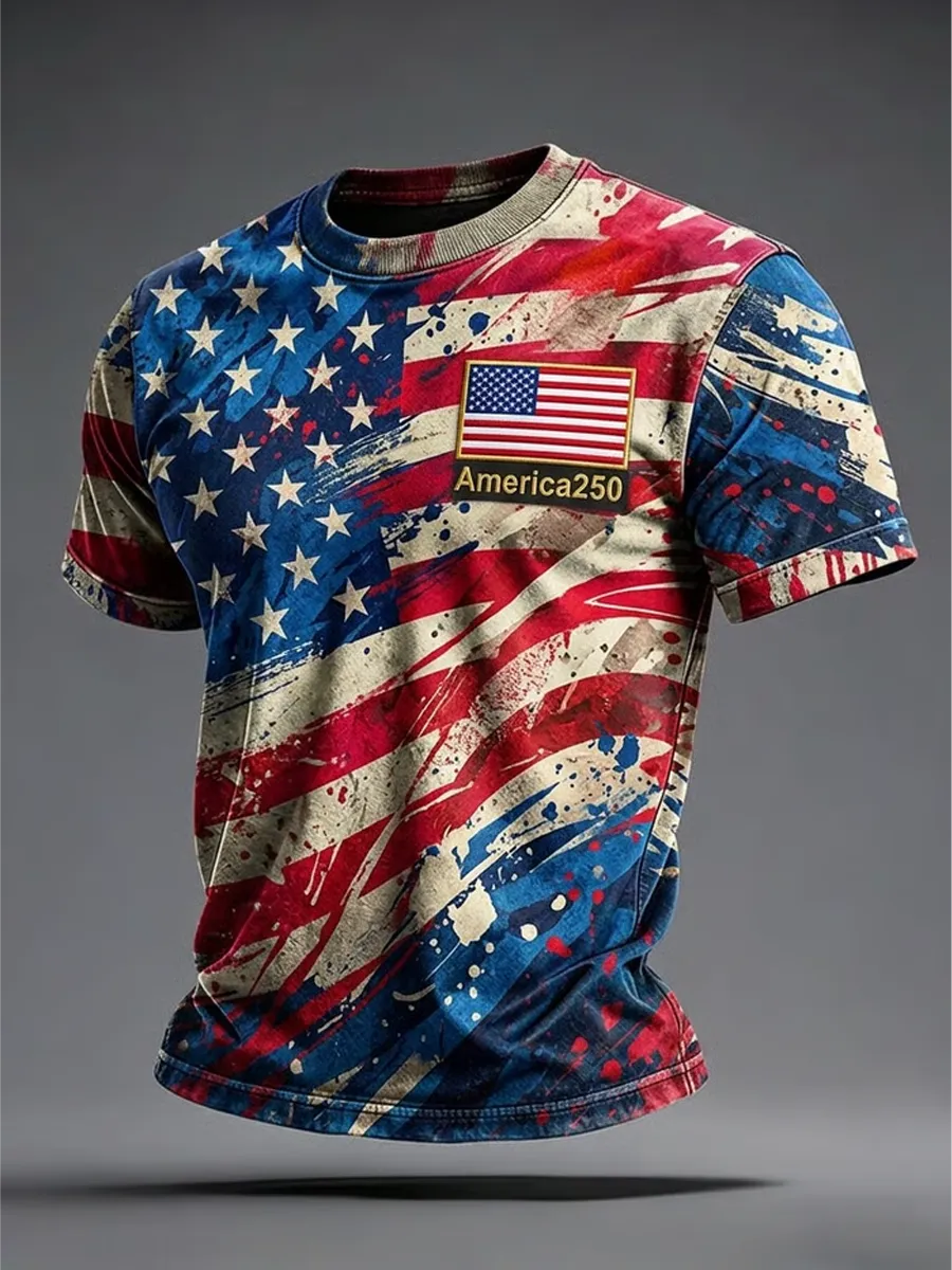 Men's Multi-Combination American Flag Eagle Patriotic Short Tops