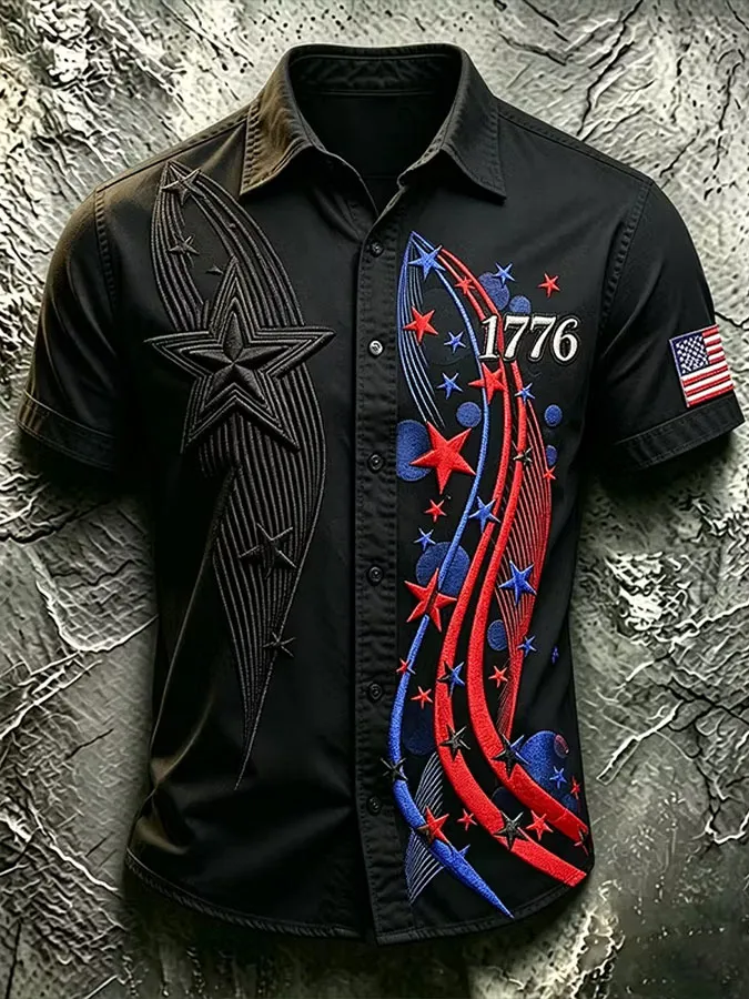 Men's Multi-Combination American Flag Eagle Patriotic Short Tops