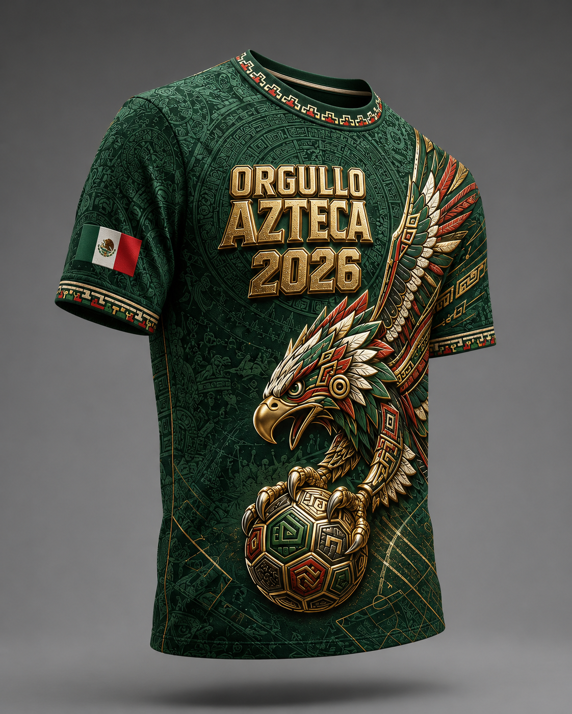 Men's Mexico Orgullo Azteca Eagle Football Fan Short Sleeve T-Shirt