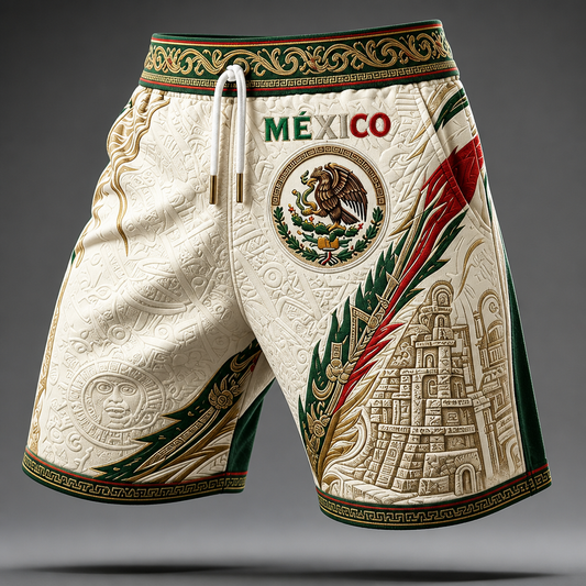Men's Mexico Aztec Eagle Tribal Football Matching Shorts