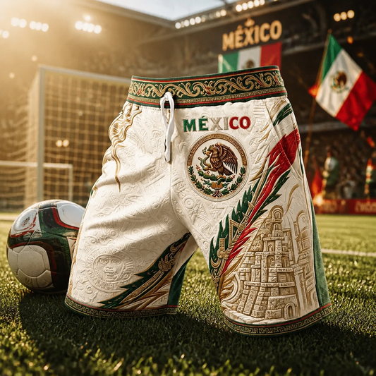 Men's Mexico Aztec Eagle Tribal Football Matching Shorts