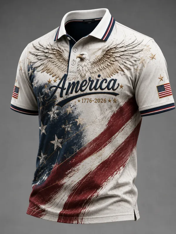 Men's American Flag Patriotic Polo Shirt Collection