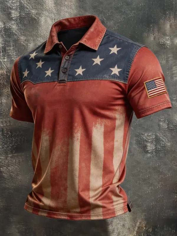 Men's American Flag Patriotic Polo Shirt Collection