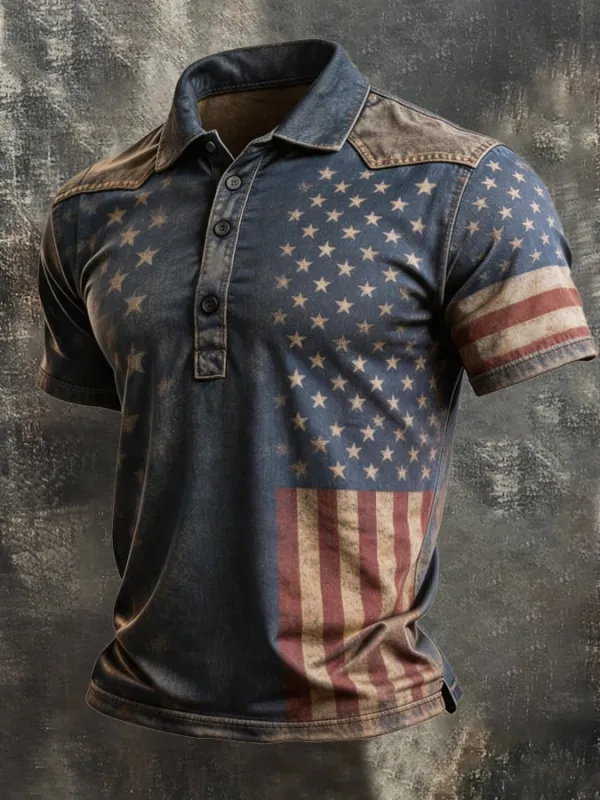 Men's American Flag Patriotic Polo Shirt Collection