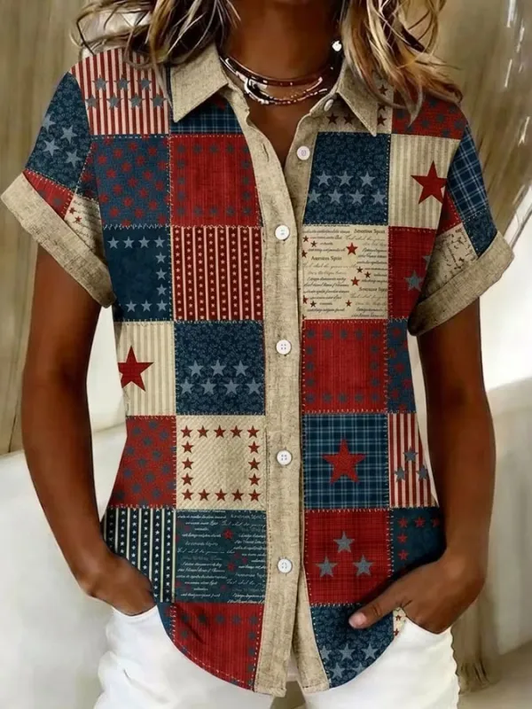 Women's American Flag Patriotic Button Down Shirt Assortment