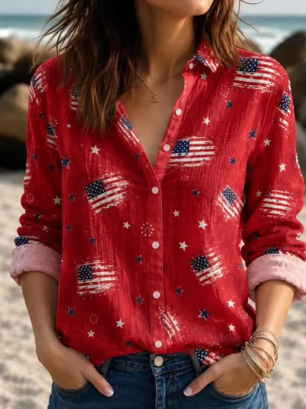 Women's American Flag Patriotic Button Down Shirt Assortment