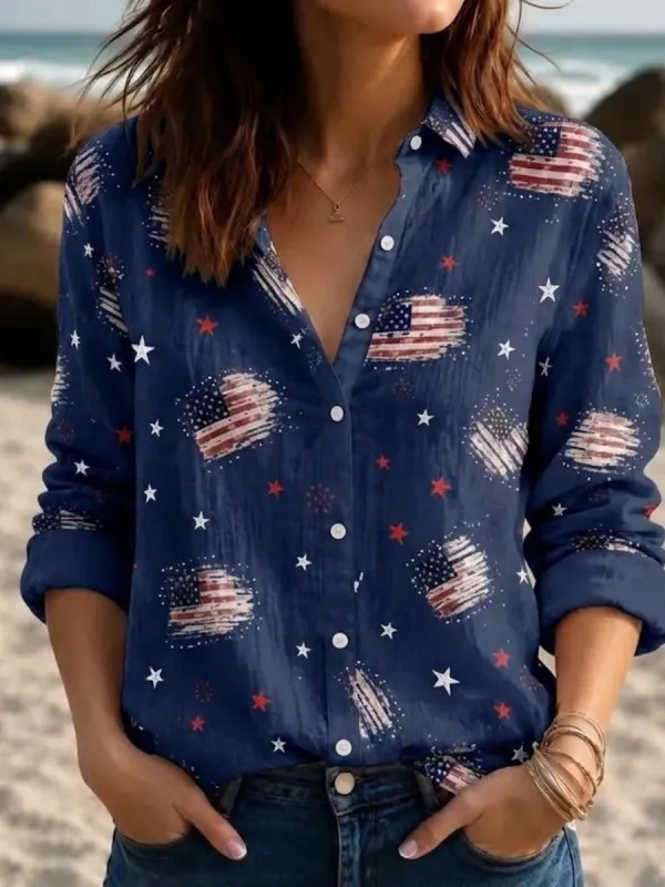 Women's American Flag Patriotic Button Down Shirt Assortment
