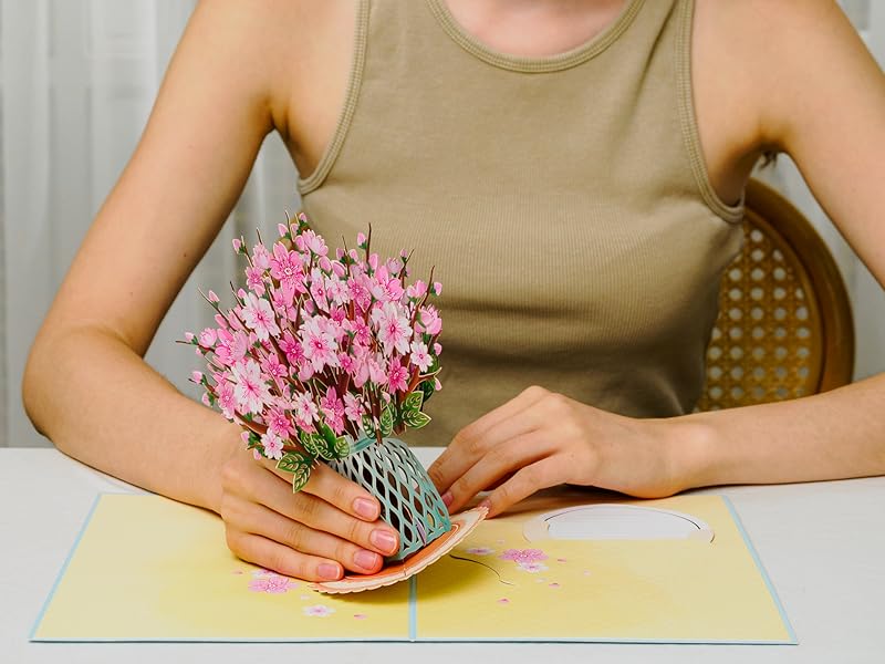3D Cherry Blossom Flower Bouquet Pop Up Card