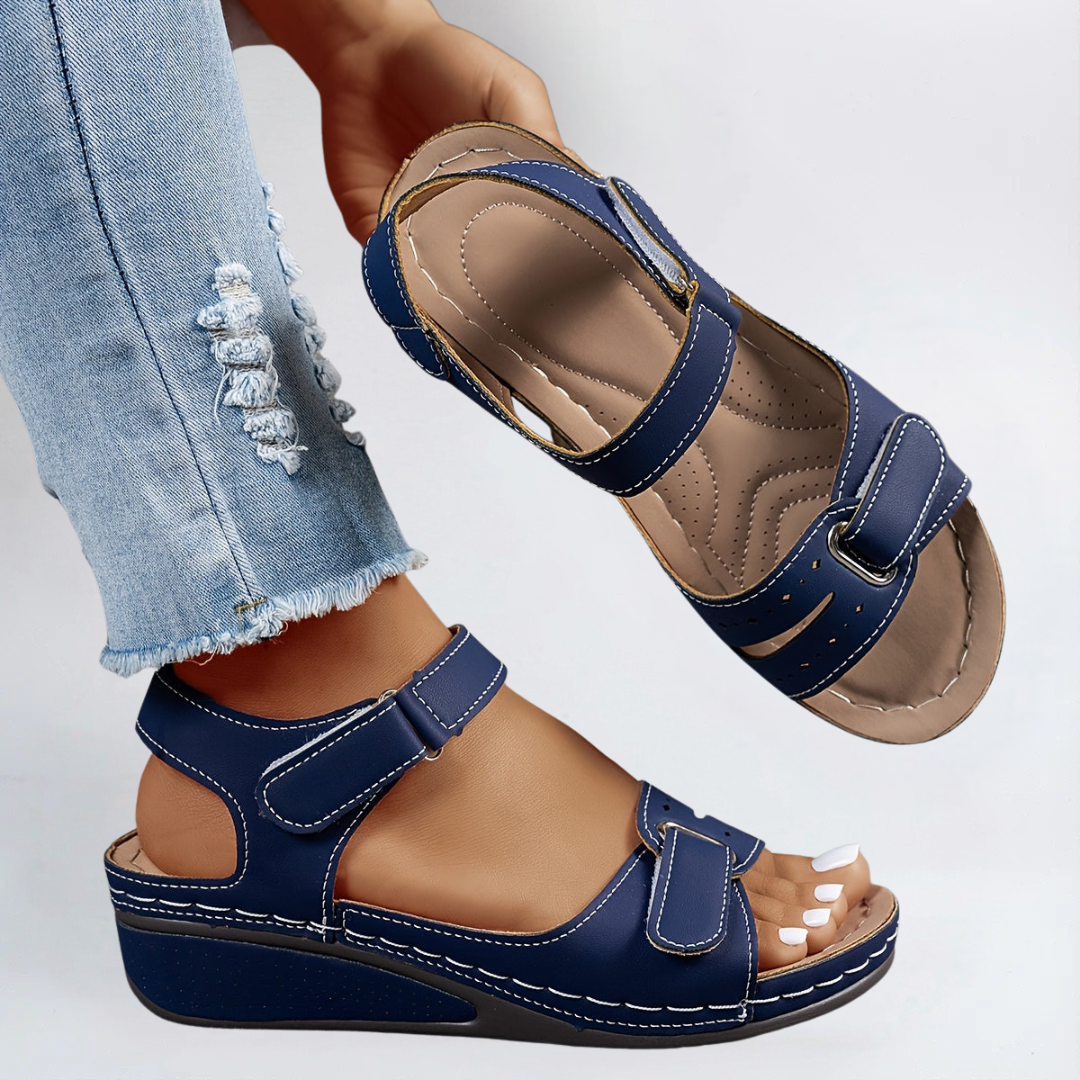 Women’s Adjustable Wedge Sandals – Comfortable Cushioned Walking Shoes