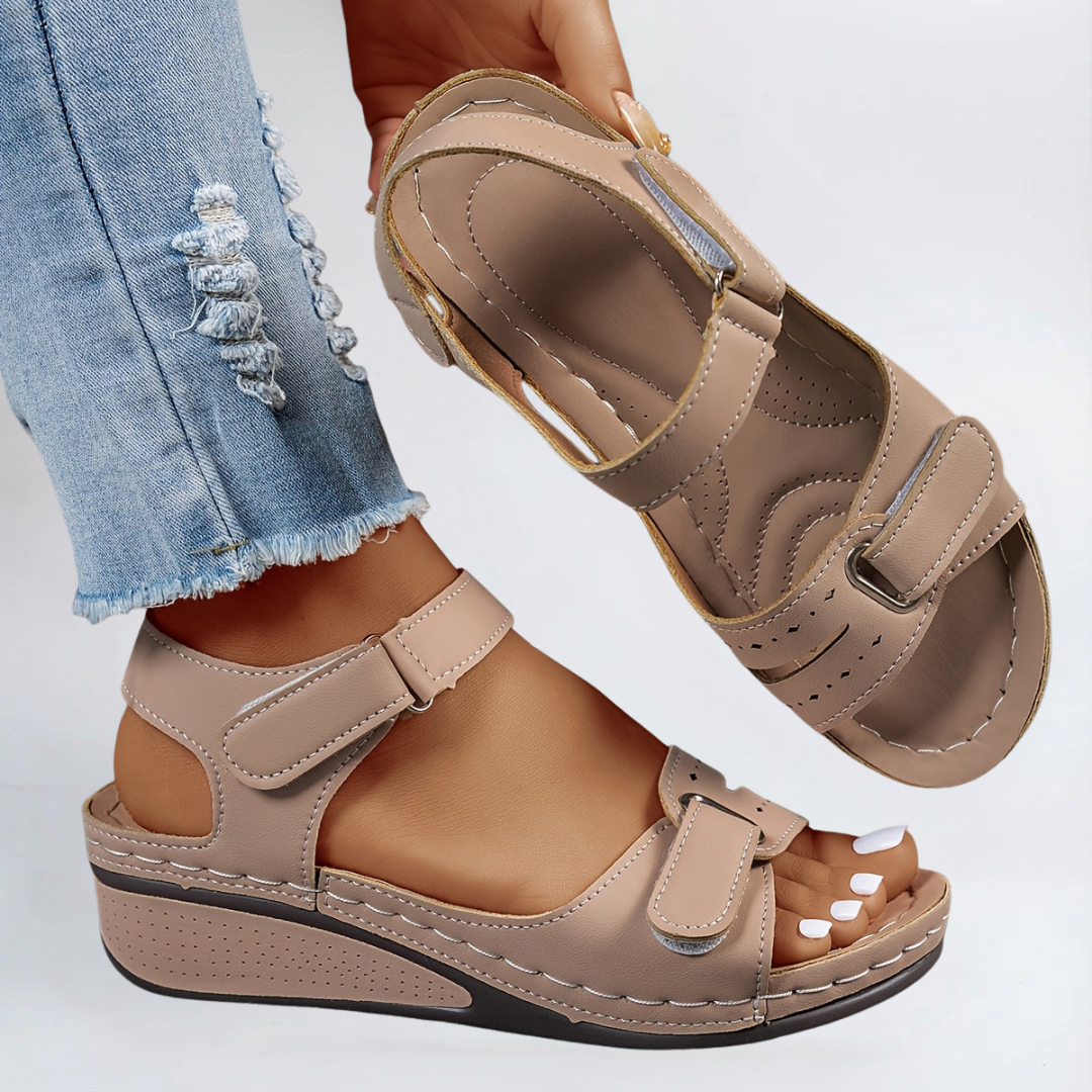 Women’s Adjustable Wedge Sandals – Comfortable Cushioned Walking Shoes