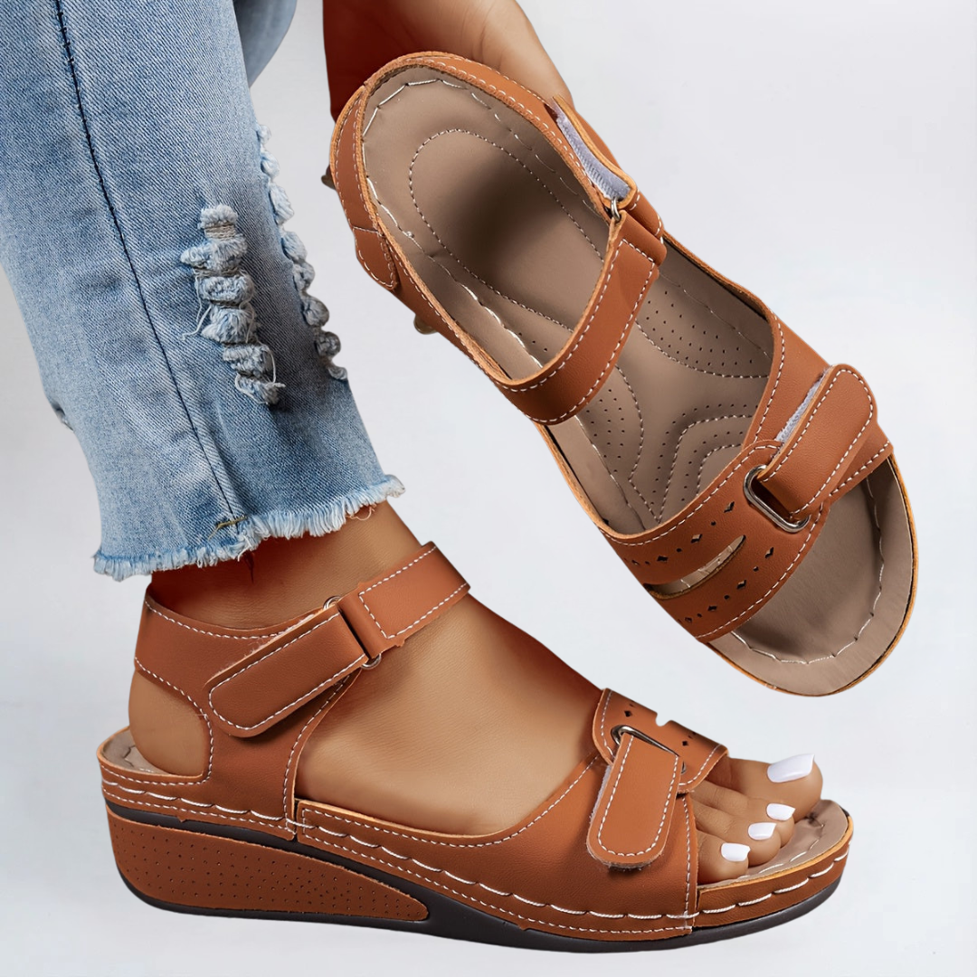 Women’s Adjustable Wedge Sandals – Comfortable Cushioned Walking Shoes