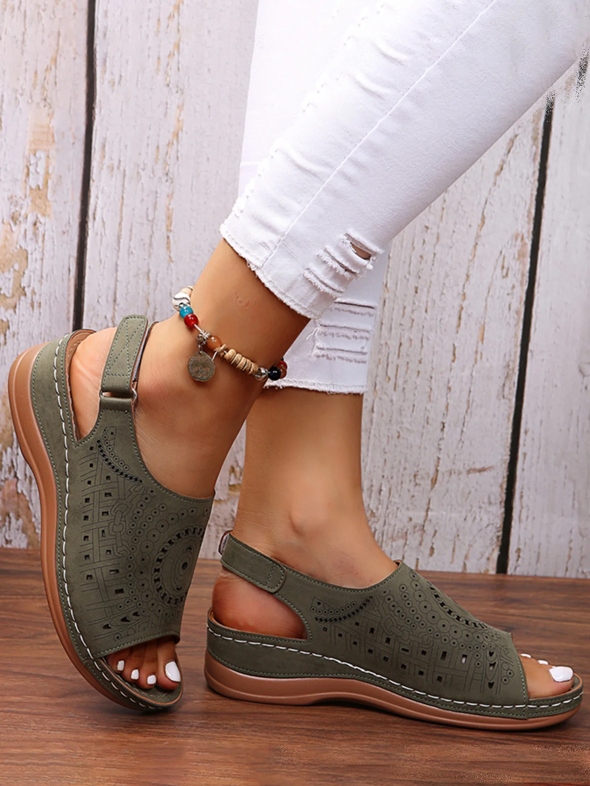 [Copy]Women’s Adjustable Wedge Sandals – Comfortable Cushioned Walking Shoes
