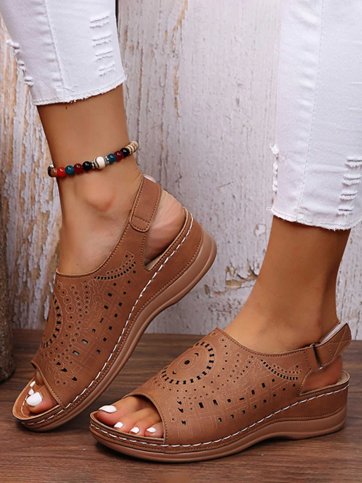 [Copy]Women’s Adjustable Wedge Sandals – Comfortable Cushioned Walking Shoes