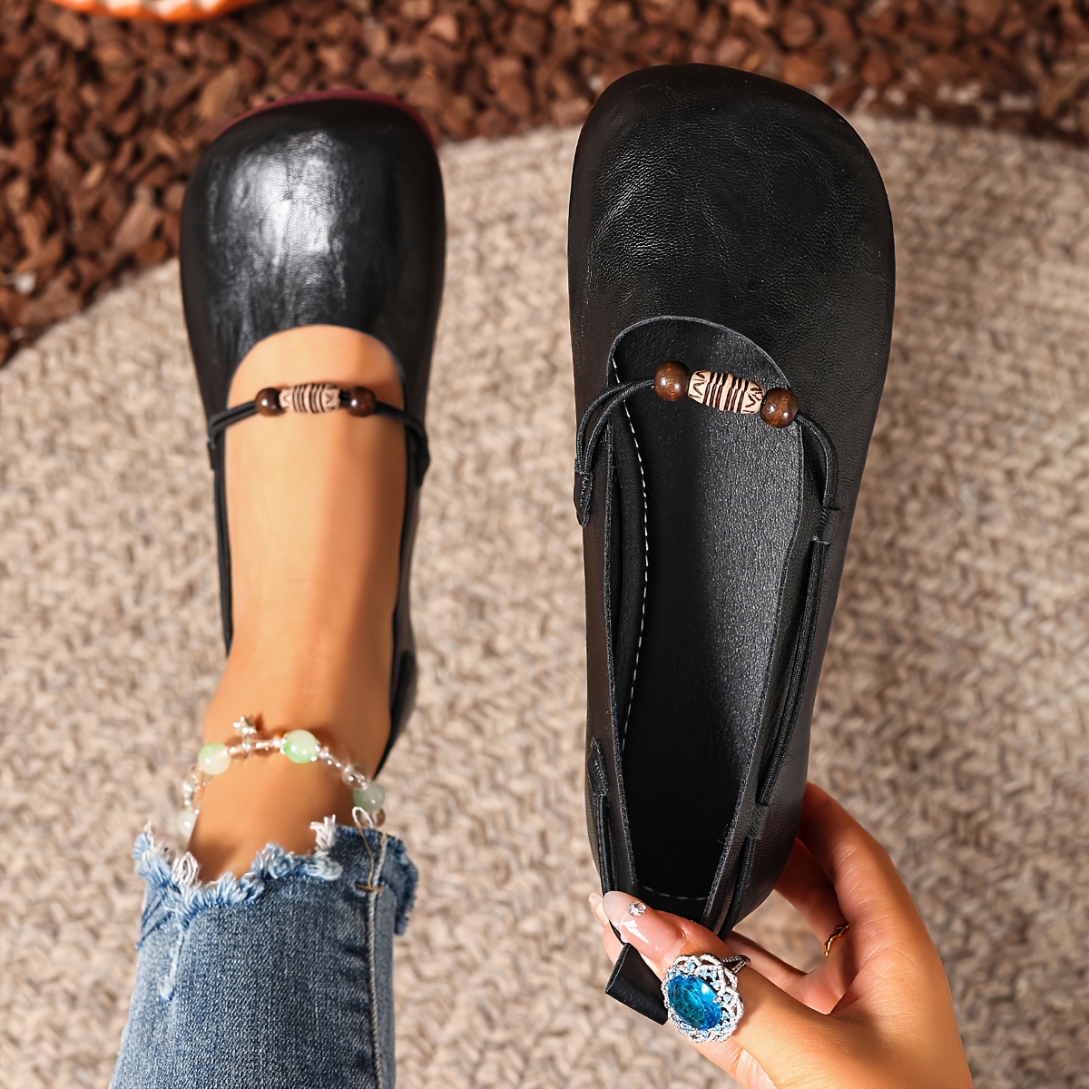 Women’s Classic Mary Jane Flats – Round Toe Low Heel Casual Shoes