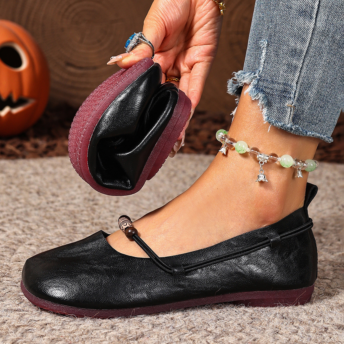 Women’s Classic Mary Jane Flats – Round Toe Low Heel Casual Shoes