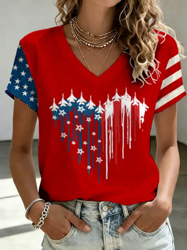 Women's Multi-Style Patriotic Graphic Short Sleeve T-Shirt Collection