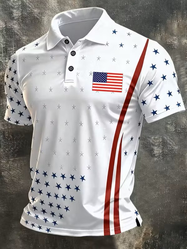 Men's Star Stripe Patriotic Performance Polo Shirt