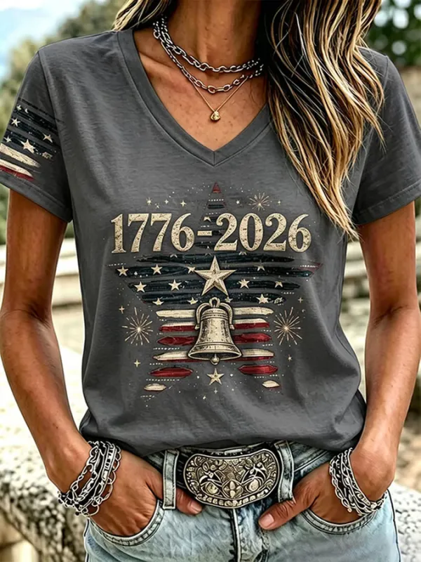 Women's Multi-Style Patriotic Graphic Short Sleeve T-Shirt Collection