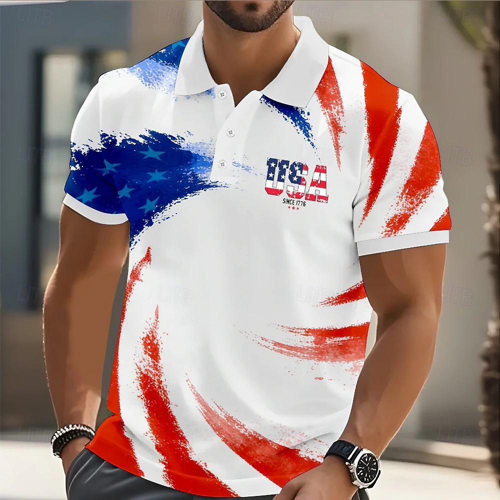 [Copy]Men's 250th USA Flag Gradient Golf Polo