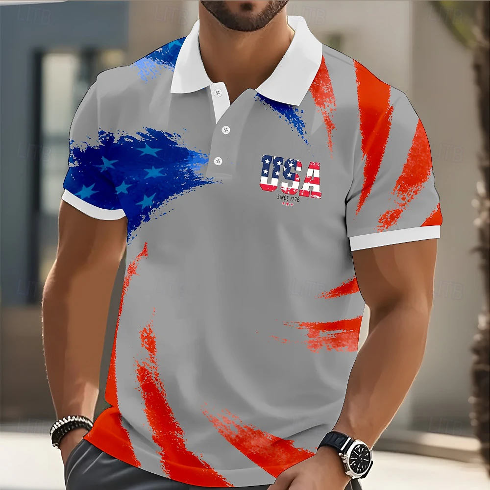 [Copy]Men's 250th USA Flag Gradient Golf Polo