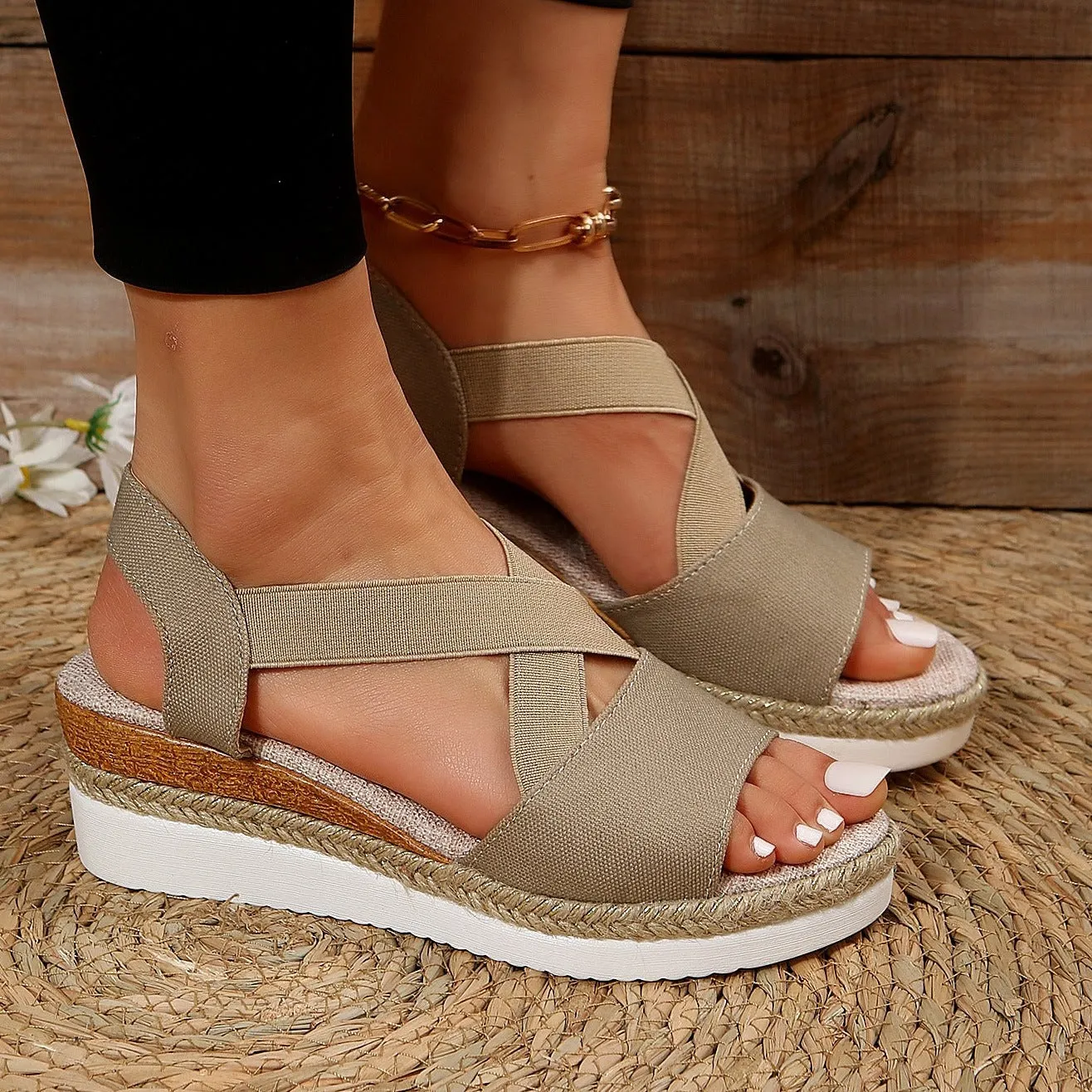 Libiyi Summer Flat Wedge Heel Fish Mouth Casual Women-s Sandals