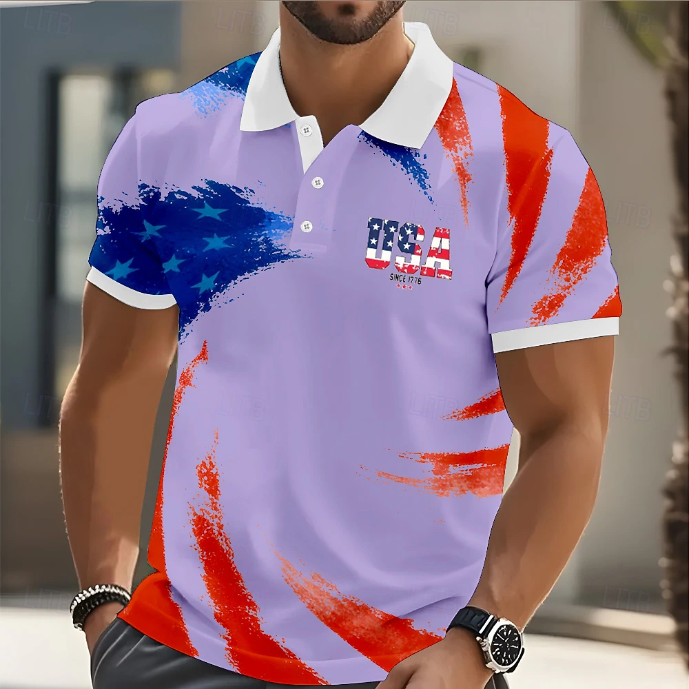 [Copy]Men's 250th USA Flag Gradient Golf Polo