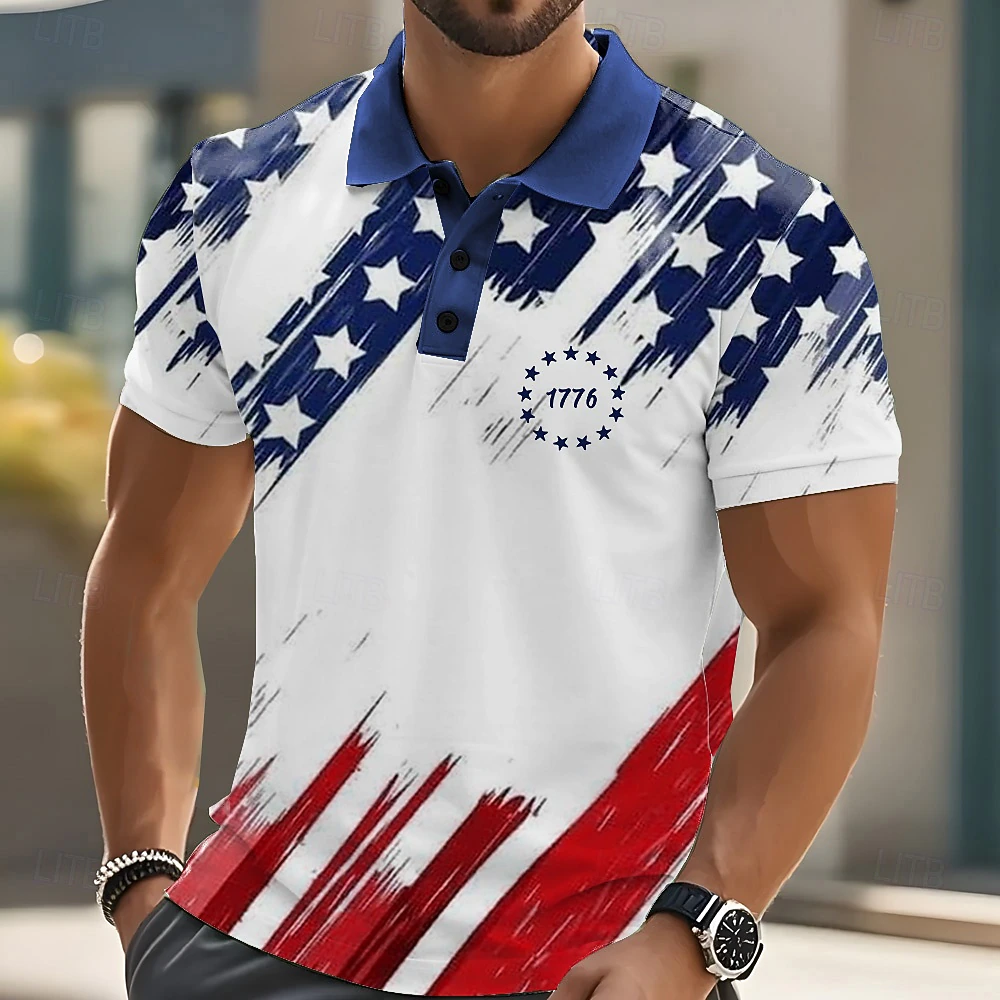 [Copy]Men's 250th USA Flag Gradient Golf Polo