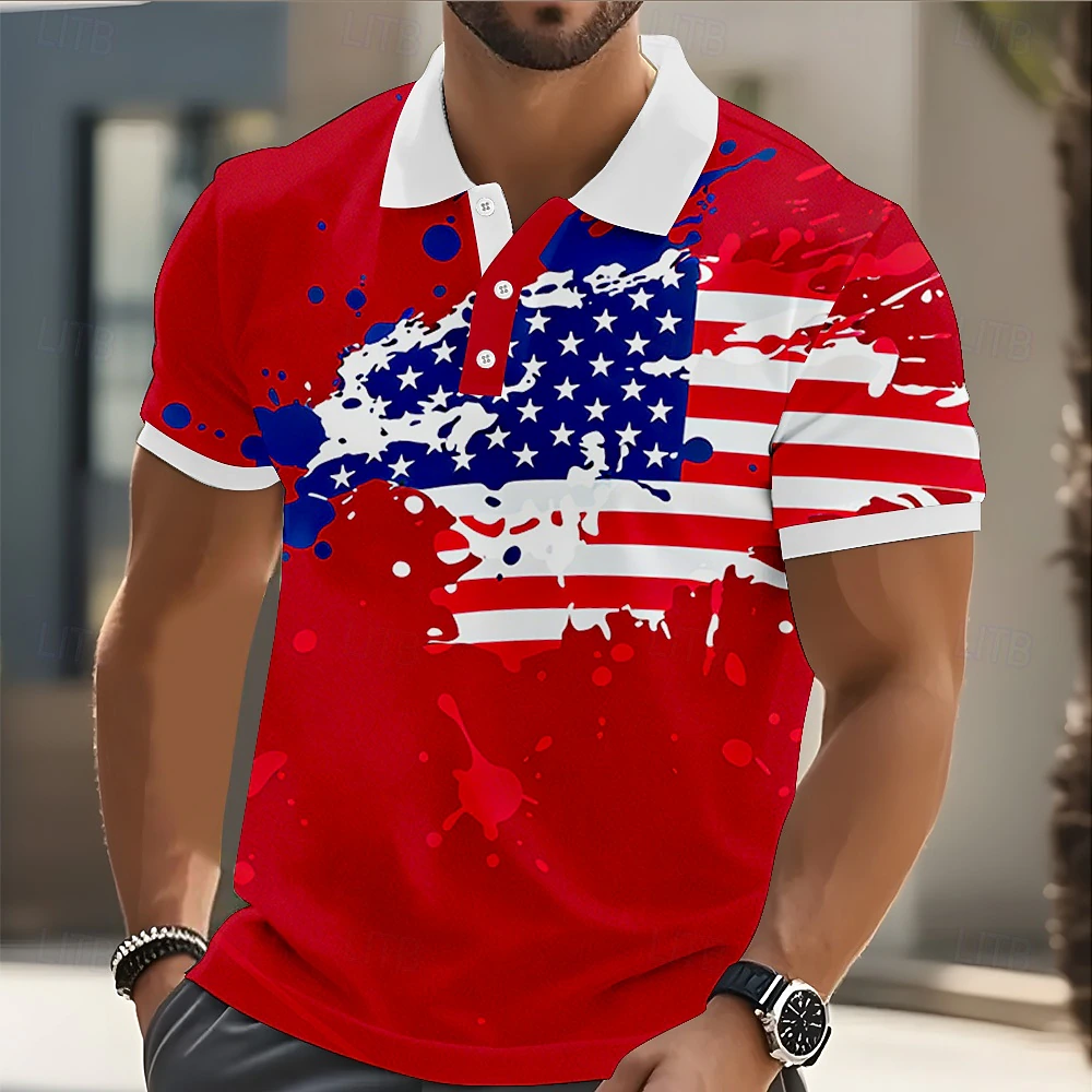 [Copy]Men's 250th USA Flag Gradient Golf Polo