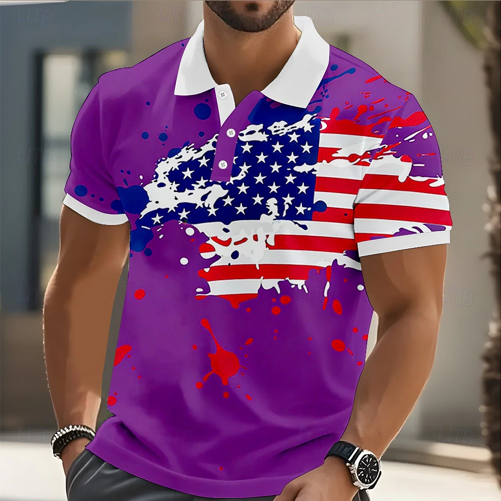 [Copy]Men's 250th USA Flag Gradient Golf Polo