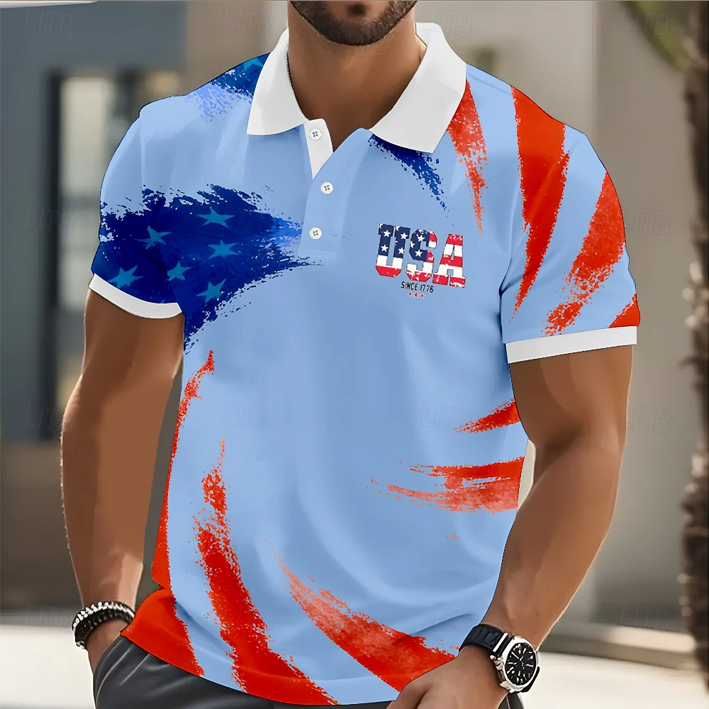 [Copy]Men's 250th USA Flag Gradient Golf Polo