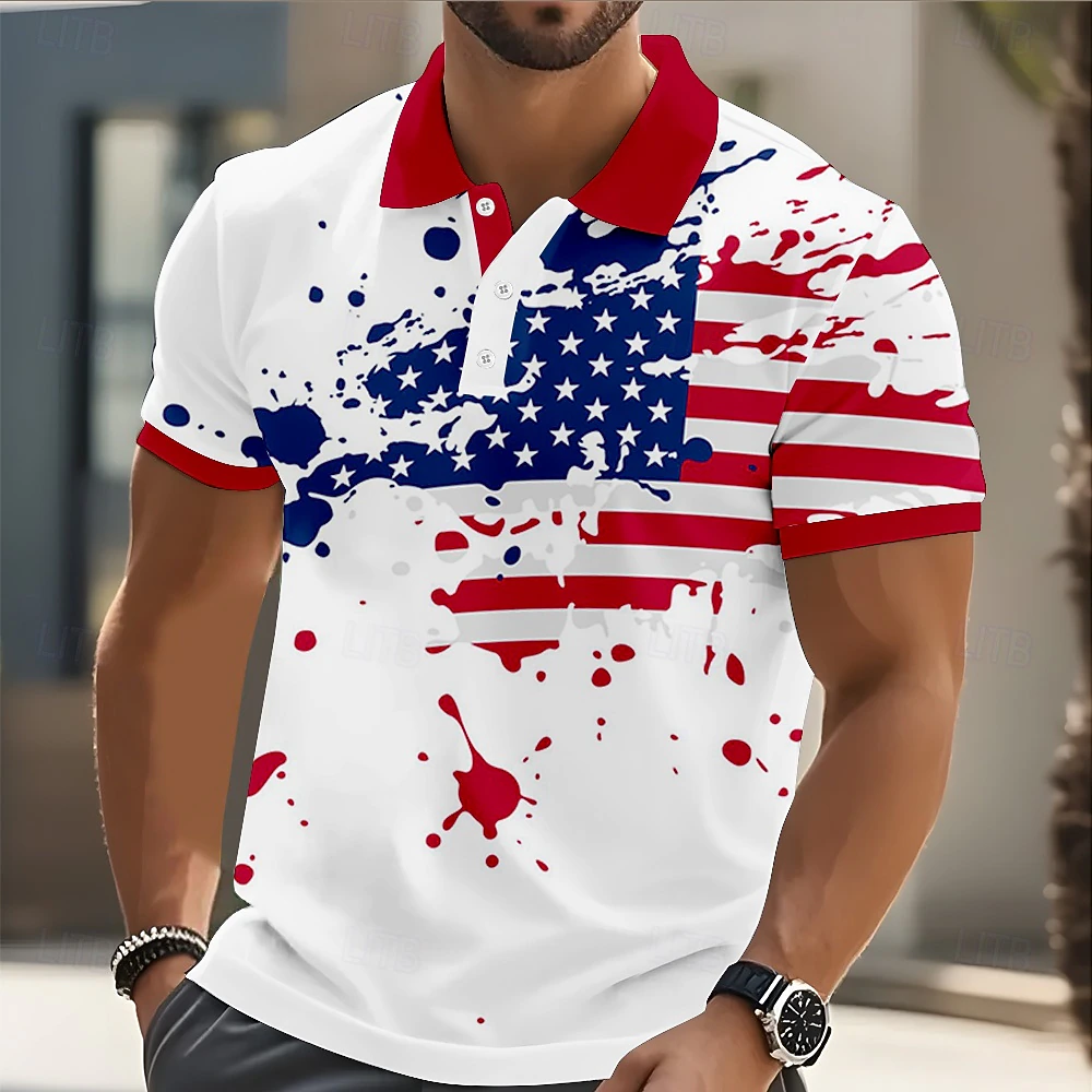 [Copy]Men's 250th USA Flag Gradient Golf Polo