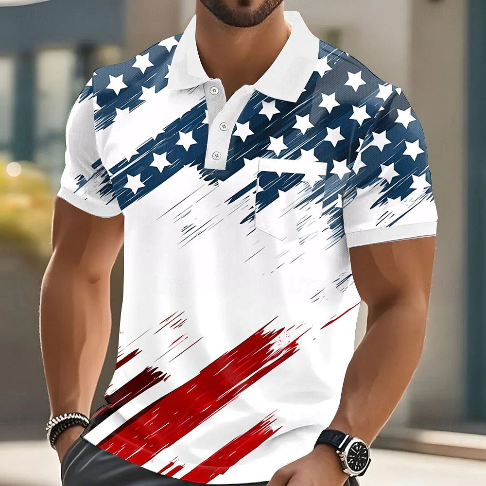 [Copy]Men's 250th USA Flag Gradient Golf Polo