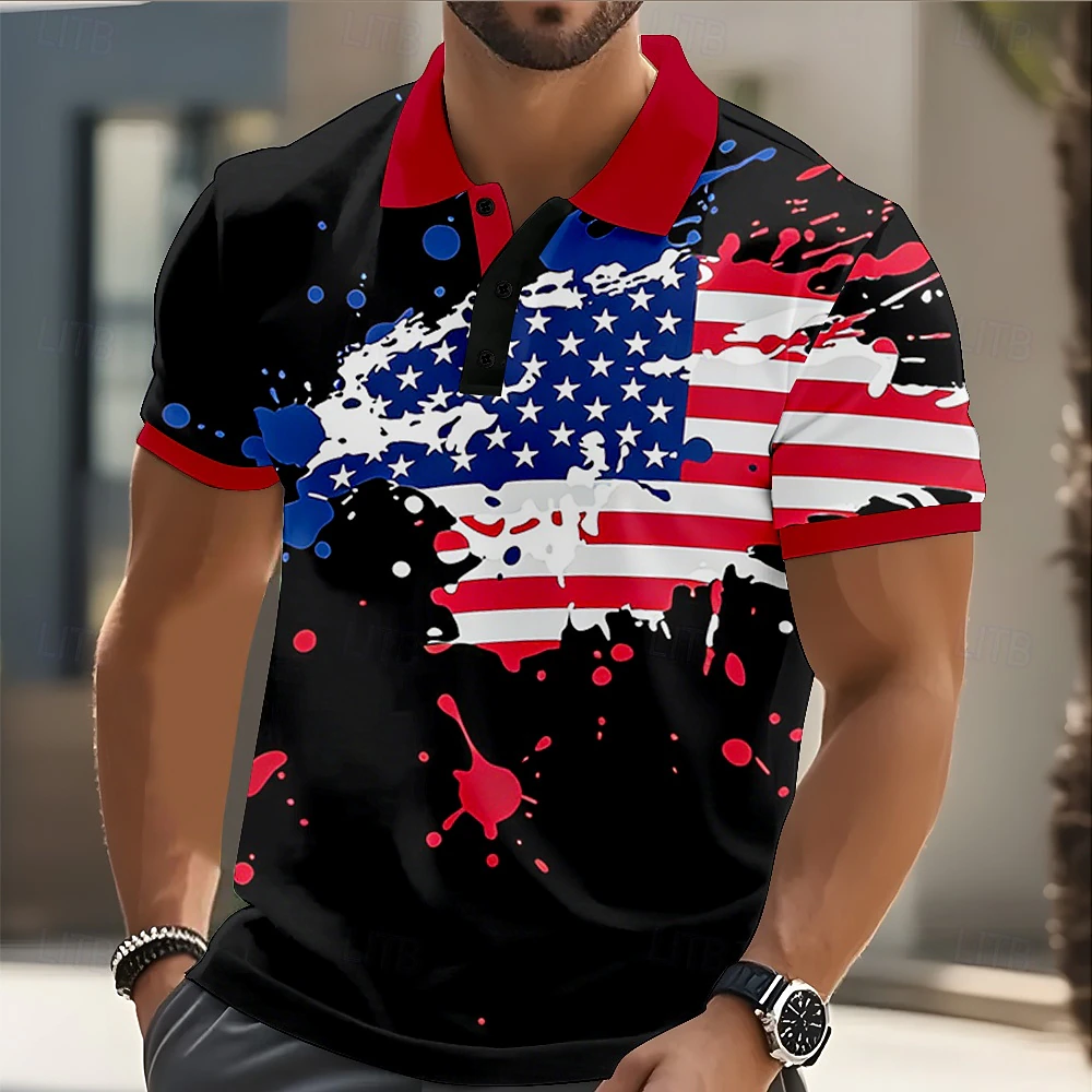 [Copy]Men's 250th USA Flag Gradient Golf Polo