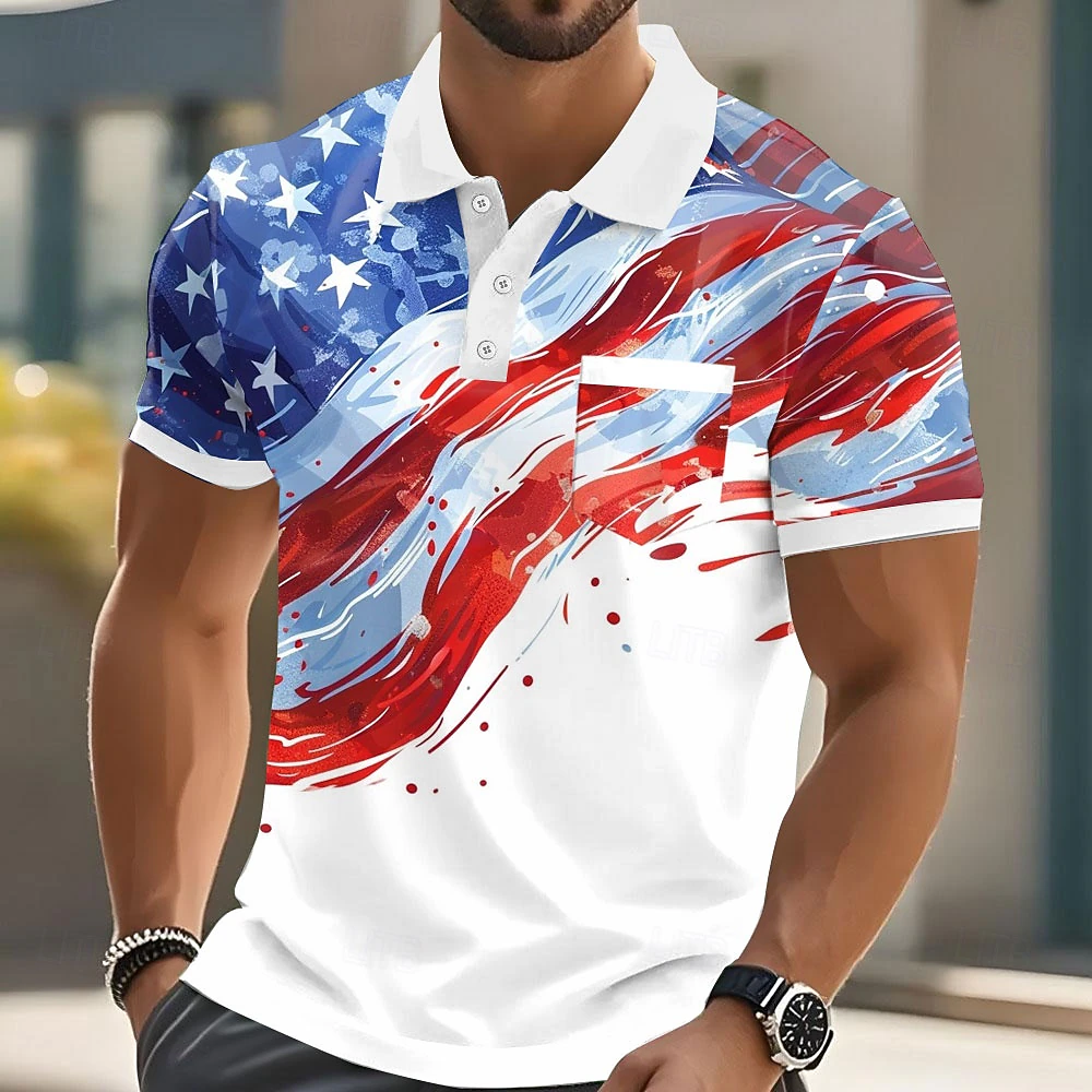 [Copy]Men's 250th USA Flag Gradient Golf Polo