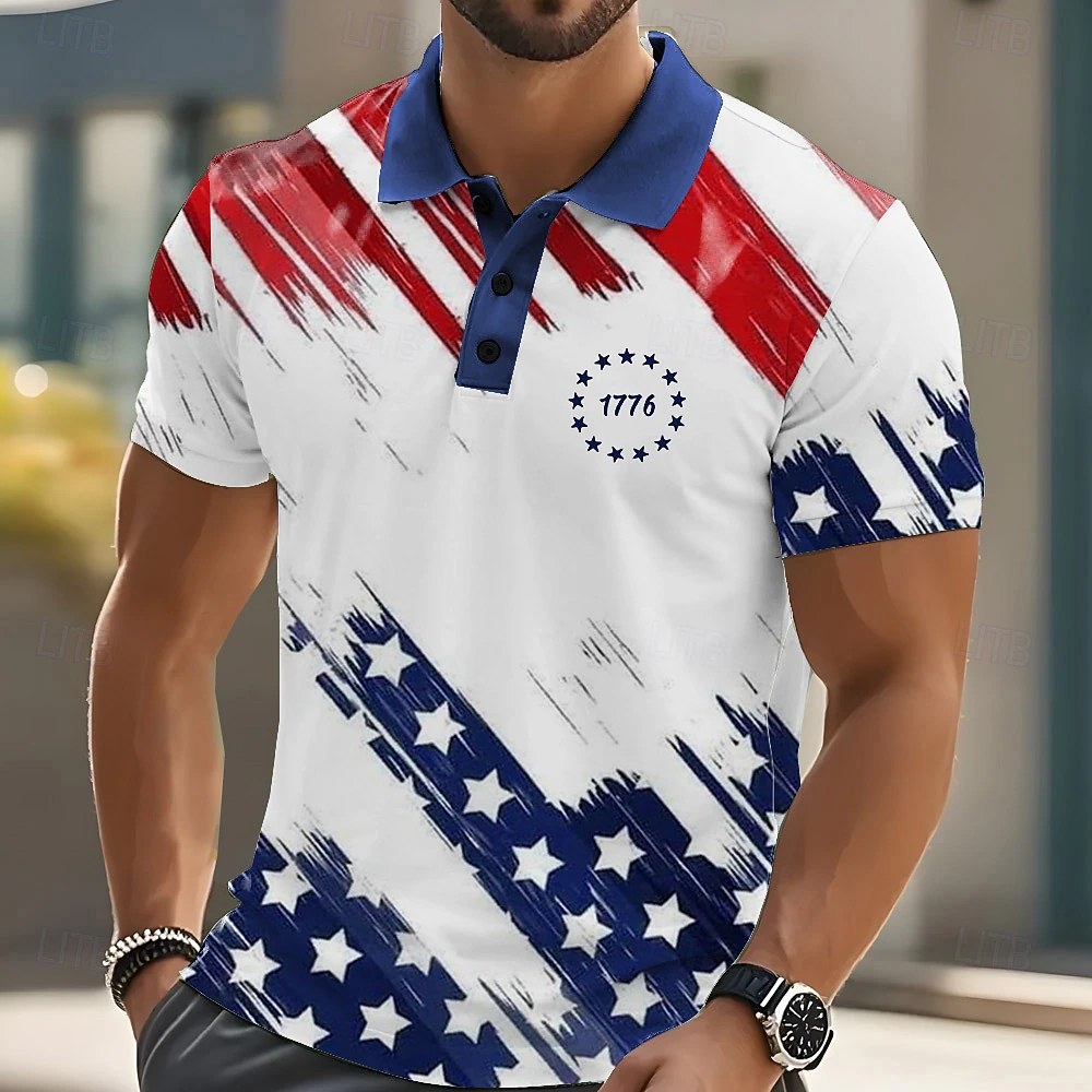 [Copy]Men's 250th USA Flag Gradient Golf Polo