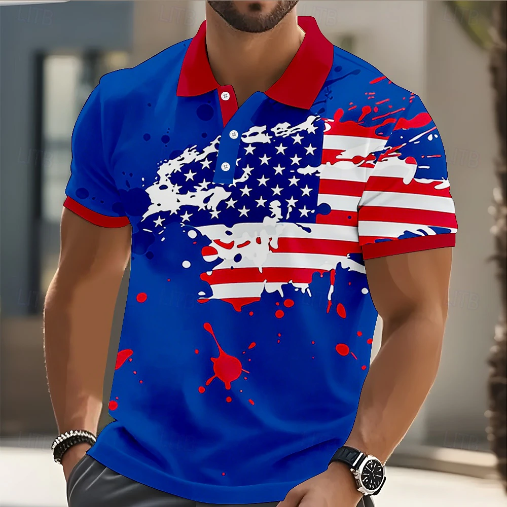 [Copy]Men's 250th USA Flag Gradient Golf Polo