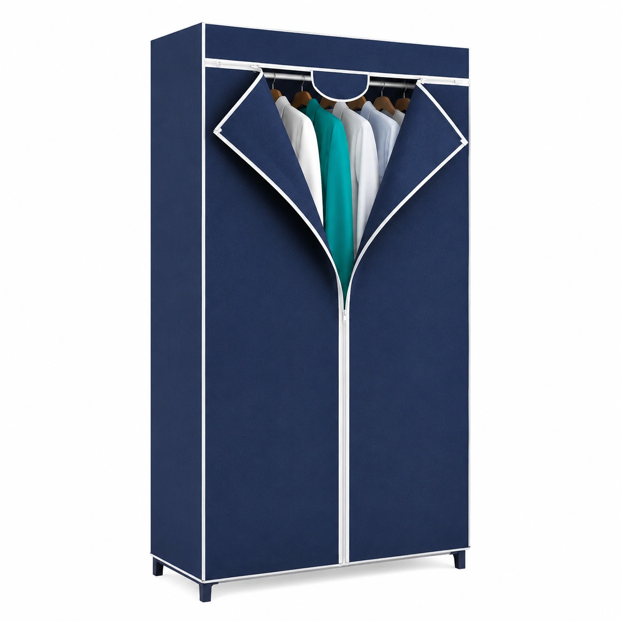 Stra Air, atmu Textilaufbewahrung, robustes Metallgestell, einfher Aufbau, 75 x 0 x 50 cm, Navy-HomveraLiving
