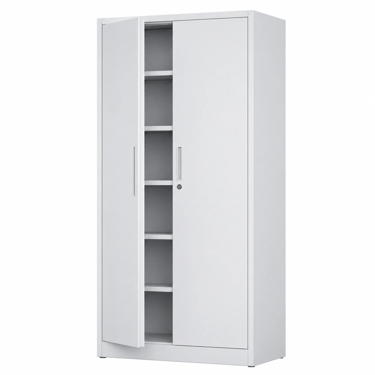 Metall-Buroschra mit abschliessbaren Turen  5 iblen Regalboden, 180x80x40cm, Weiss-HomveraLiving