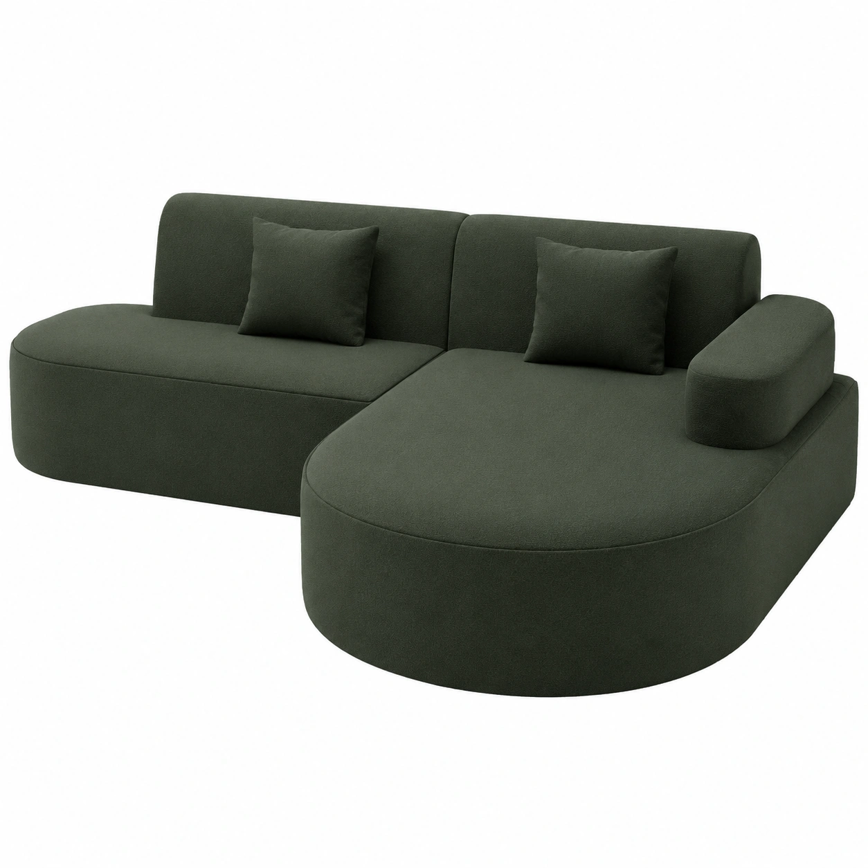 Ecksofa, Montierufreies L-formiges Sofa fur Wohnzimmer, Moosgrun mit rechter Armlehne-HomveraLiving