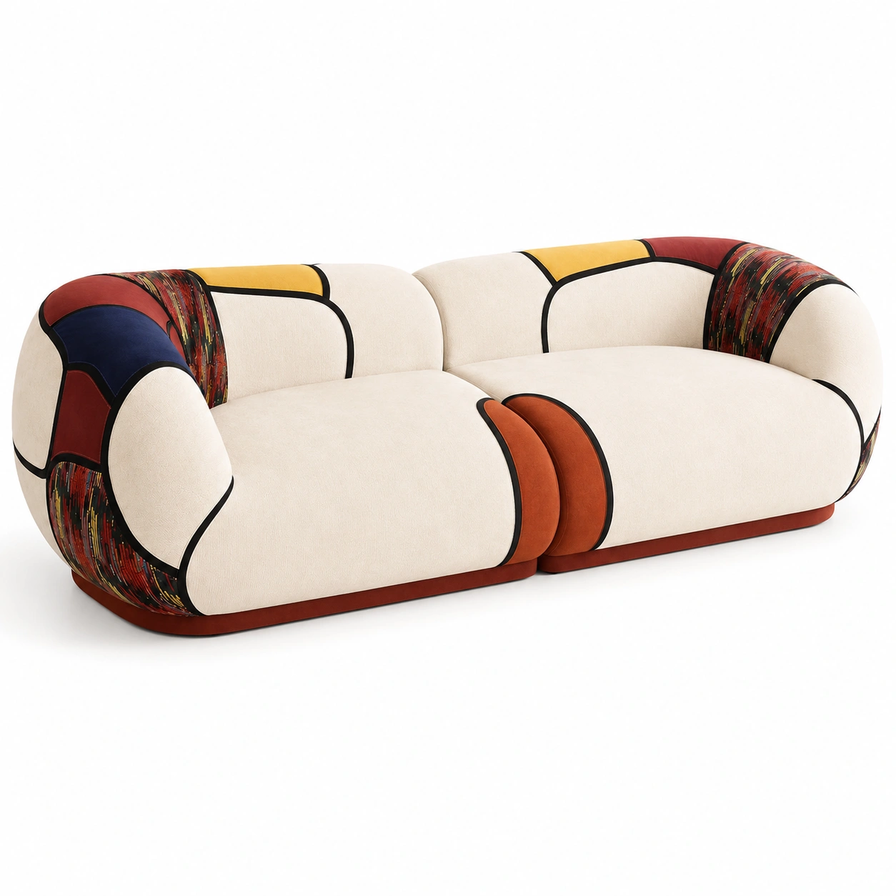 Modulares Boho-Sofa ohne Rahmen, 265 cm, 3-Sitzer Chenille Couch mit Kissen, geschwungen, flh verpktes Schlafsofa, keine Montage-HomveraLiving