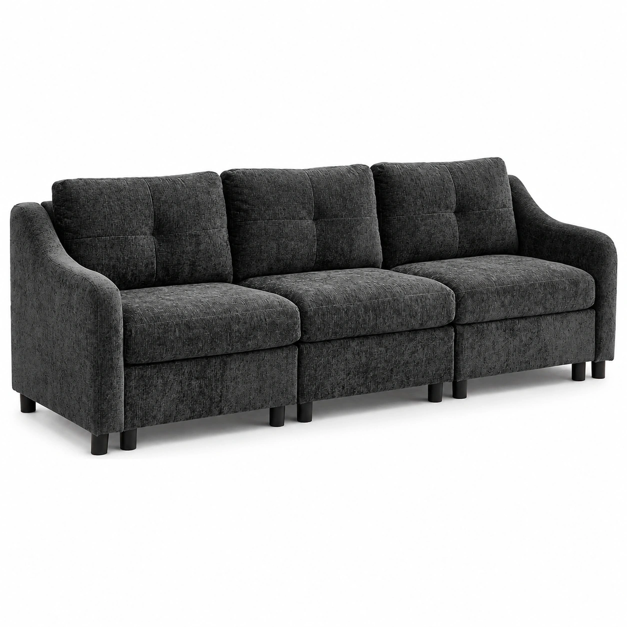 Komfortables  Ecksofa mit Schlaffution und Kordbezug, 251cm (Grau)-HomveraLiving