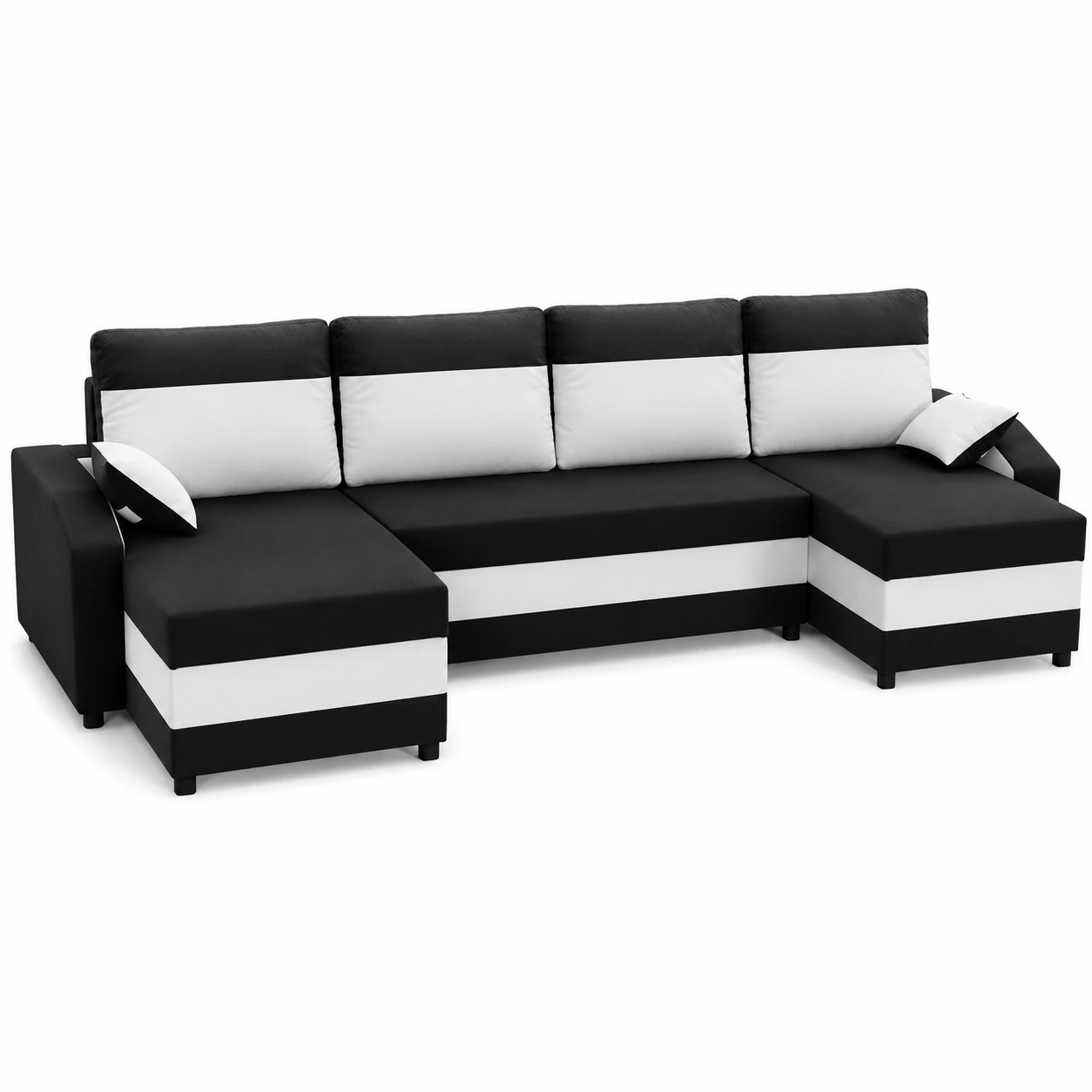 Ecksofa U mit Schlaffution in Schwarz-Weiss fur modernes Wohnen-HomveraLiving