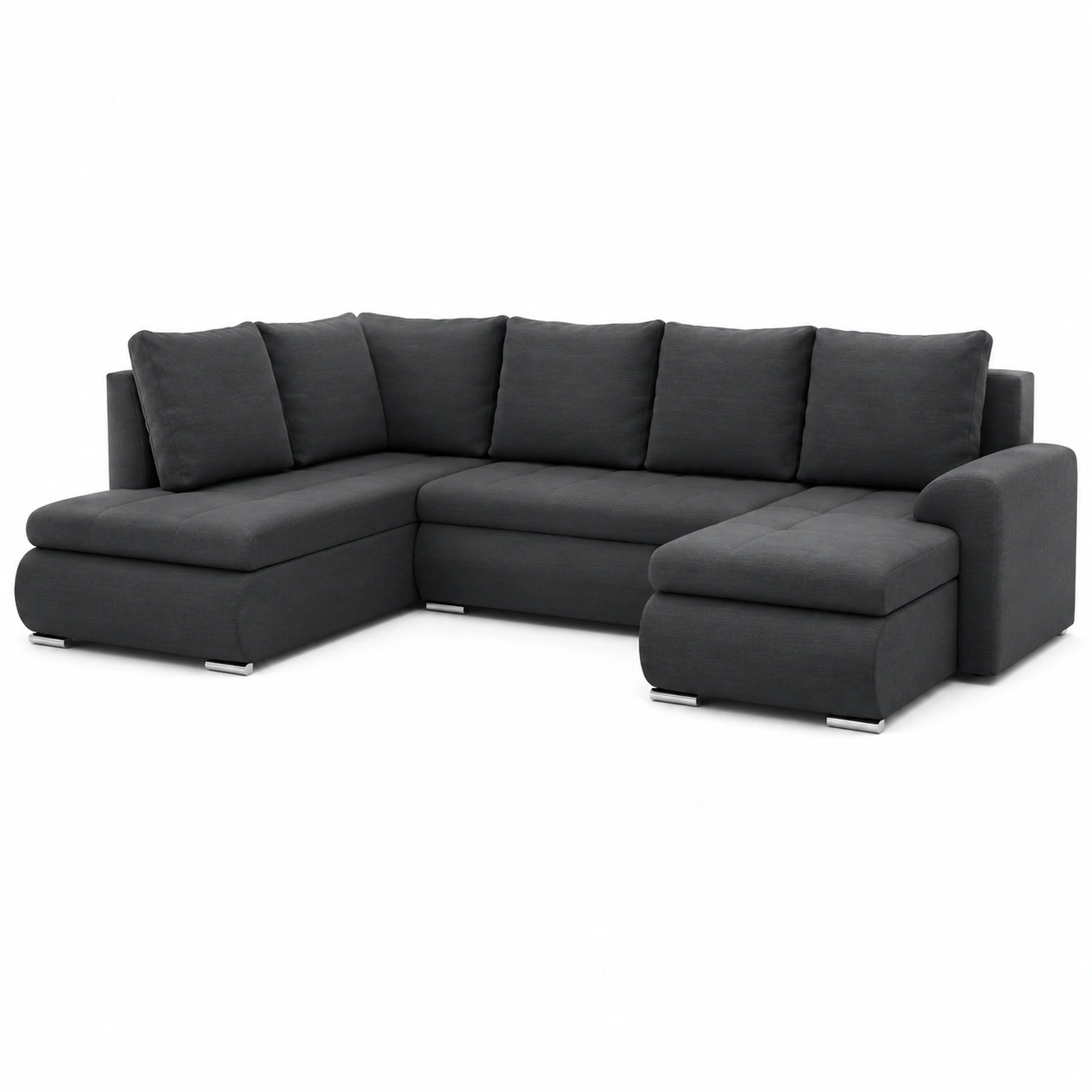 Mebligo Ecksofa FORESTA mit Bettkasten und Schlaffution, 300x89x200 cm, Duelgrau, Ottomane Lis-HomveraLiving