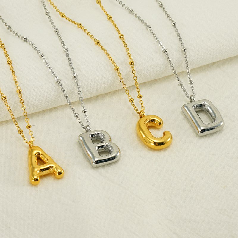 Bubble Letter Initial Necklace