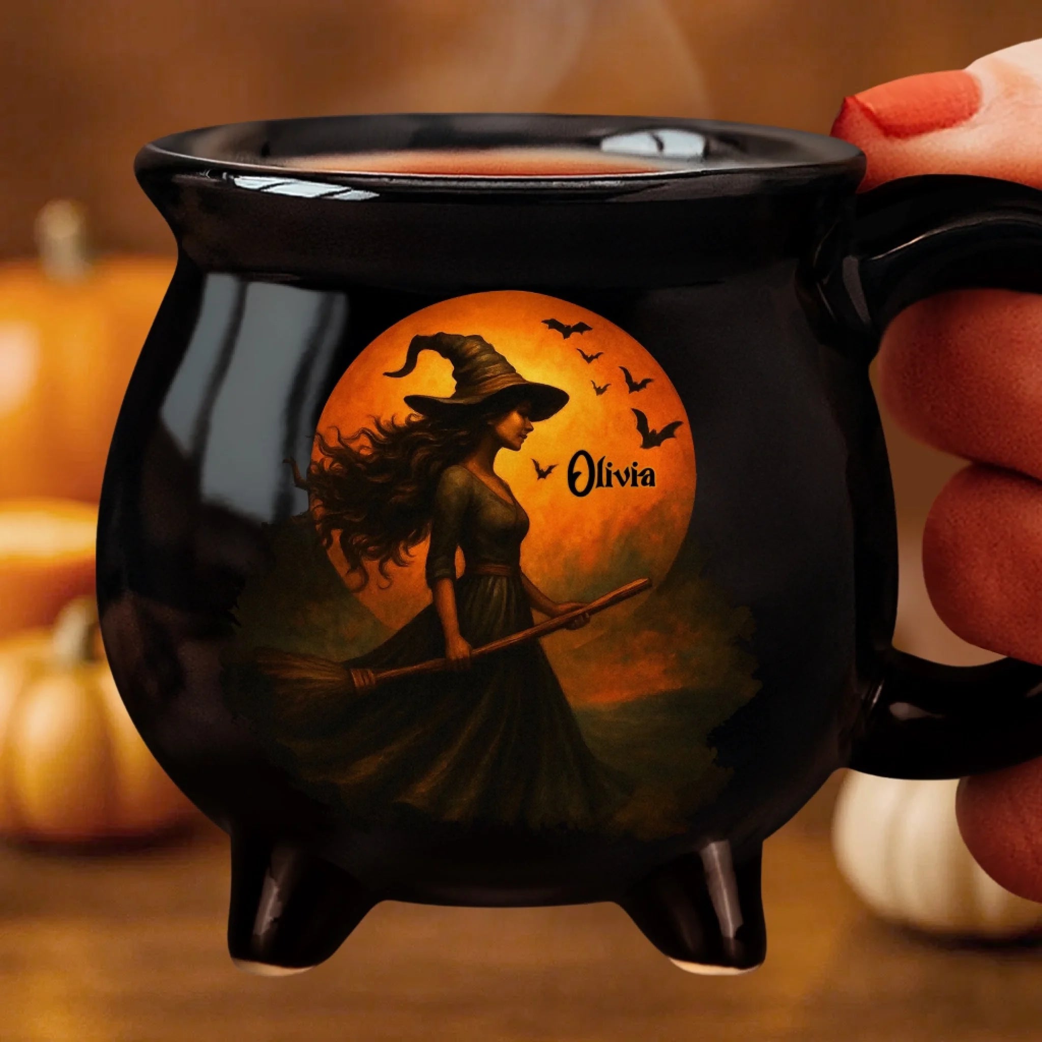 Witch Cauldron Coffee Mug - Personalized Halloween Witchy Gifts For Besties, Sisters, BFF, Family, Yourself - Witching You A Wicked Brew