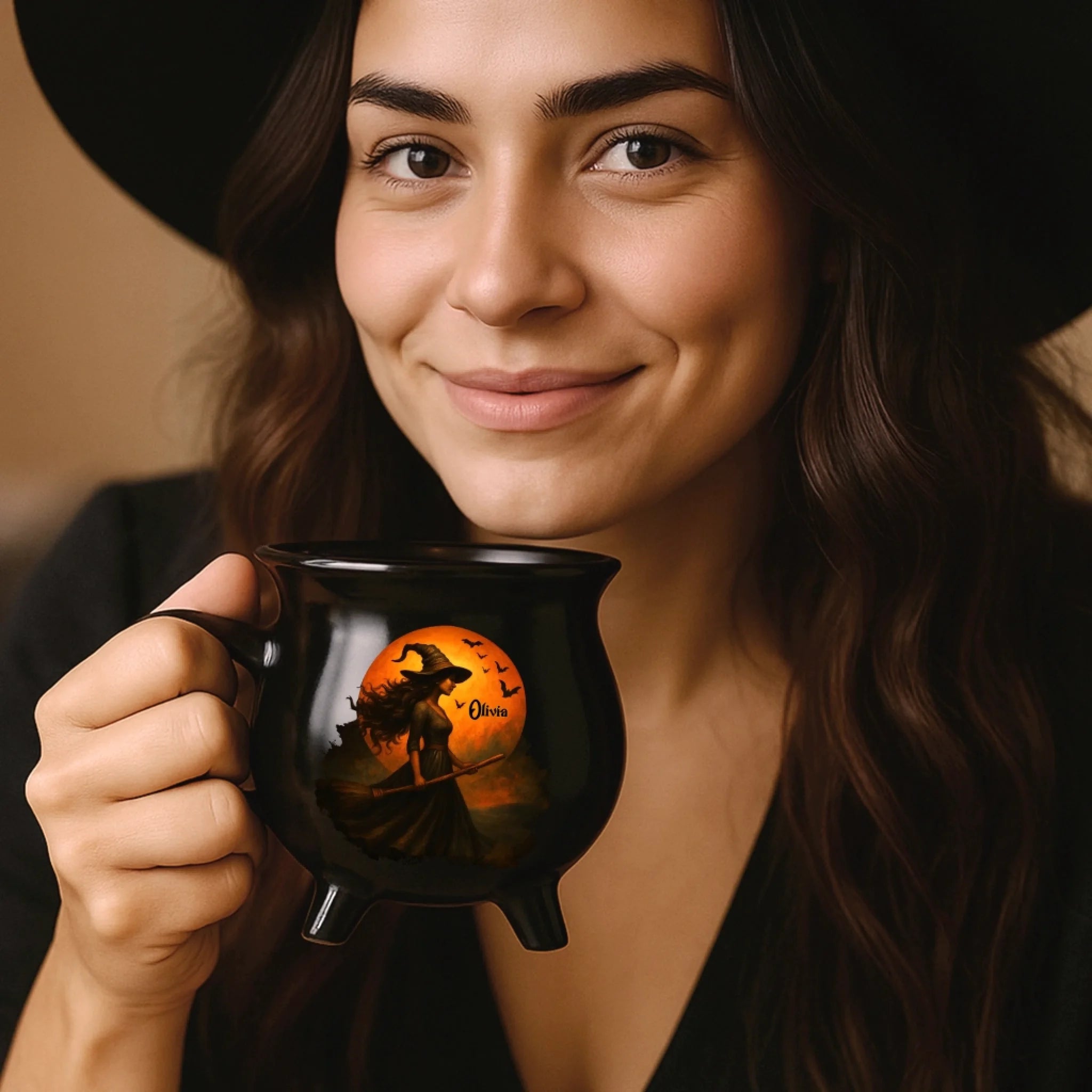 Witch Cauldron Coffee Mug - Personalized Halloween Witchy Gifts For Besties, Sisters, BFF, Family, Yourself - Witching You A Wicked Brew